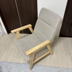 折りたたみ座椅子 ナチュラル 木製脚 グレー布地 コンパクト リクライニングのサムネイル