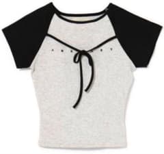 andmary Alma ribbon tops gray - メルカリ