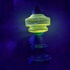 交渉中小夜 金継ぎ用 ウランガラス オイルランプ② 戦前 明治 金継ぎ用 ウランガラス オイルランプ② 戦前 明治 大正