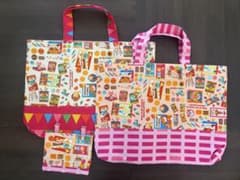 ハンドメイド レッスンバッグ 3点セット お菓子柄のサムネイル