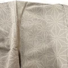 新品 単衣 正絹 越後紬 麻の葉 身丈163cm 広衿 白茶 濃ベージュ 織柄 