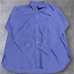 GU ストライプシャツ 長袖 ブルー×ホワイト オーバーサイズのサムネイル
