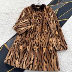極美品 総丈95㎝ ウィーゼル 豹柄 ファーコート 本毛皮 XL相当 ロング丈 極美品 総丈95㎝ ウィーゼル 豹柄 ファーコート 本毛皮 XL相当 ロング
