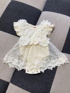 ベビードレス 60cm 花モチーフ レースのサムネイル