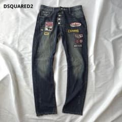 DSQUARED2 デニムパンツ ダメージ加工 ワッペン インディゴ 34 - メルカリ
