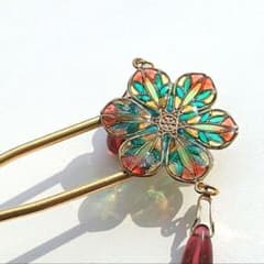 ステンドグラス風かんざし【赤】