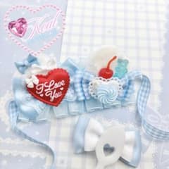 ぬい服 ぬい ヘッドドレス グミ 10cm 水色 ソーダ ハンドメイド ハート
