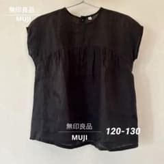 ⭕️無印良品⭕️MUJI⭕️黒⭕️リネン⭕️トップス 120-130のサムネイル