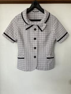 事務服【アイシング・チェック】オーバーブラウス（半袖）サイズ　9号のサムネイル