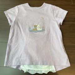 プティマイン　キッズ 半袖Tシャツ くま うさぎ 刺繍 バックレース