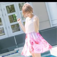 [パネル花柄&タイダイ柄ノースリフレアワンピース]のサムネイル