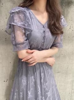グレイル  花柄レースダブルふりるフレアワンピのサムネイル