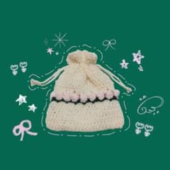 かぎ編み　チューリップ　巾着袋のサムネイル