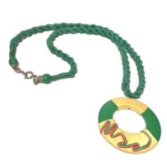 ■一点物■グリーンサークル ネックレス■首飾り・カジュアル・ペンダント