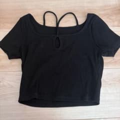 GU リブ 半袖カットソー ブラックのサムネイル