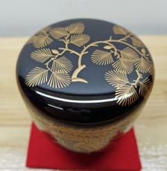 茶道具　大棗老松蒔絵 内梨地 送料込【逢絢亭】茶道具 大棗 山中塗 内梨地 松に柳蒔絵 木製 岡澤起幸