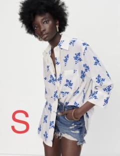 ZARA ポケットエンブロイダリーシャツのサムネイル