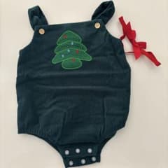 クリスマスツリー柄 コーデュロイ ロンパースのサムネイル