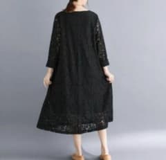 春　【美品！】レディース　ワンピース　花柄BLACKのサムネイル