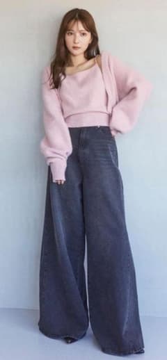 【美品】snidel フォックスキャミ×カーデアンサンブル S ピンクのサムネイル