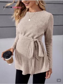 SHEIN マタニティ　リブニット トップス ベージュのサムネイル