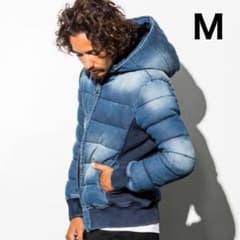 ウノピュウノウグァーレトレ デニムダウンジャケット フード付き M 