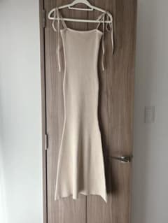 【amerge．】ベージュ リブニット ノースリーブ ワンピース　M size