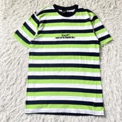 状態良 HUF ハフ ボーダー 半袖Tシャツ ロゴ刺繍 古着 M 892124
