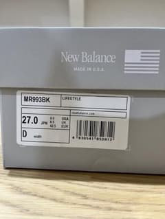 【試着無し】New Balance MR993BK ブラック 27.0cm D幅のサムネイル