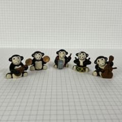 お猿の楽団 ミニチュアフィギュア 5体セット さる レトロのサムネイル