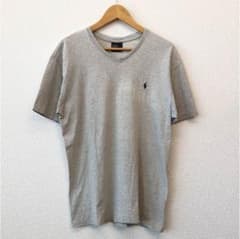 Ralph Lauren ラルフローレン VネックTシャツ 古着 ポロ 灰色のサムネイル