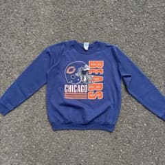 80s USA製 NFL シカゴベアーズ スウェット ラグラン ネイビー 短丈のサムネイル