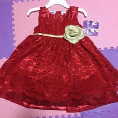 【新品】レースドレス赤 海外子供服のサムネイル