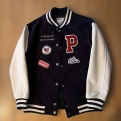 PKLT スタジャン ネイビー ホワイト ワッペン Sサイズ