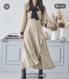 MISCHMASCH長袖ワンピース Sサイズ ベージュ水玉のサムネイル