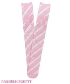 Angelic Pretty Sugaryボーダーリボンオーバーニー - メルカリ