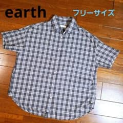 earth music&ecology チェック柄 半袖シャツ　ブラウス