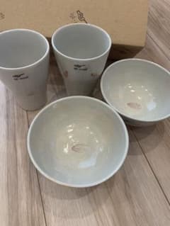 Iga-mono 伊賀焼　桜柄　茶碗とコップ【おまけ付】のサムネイル