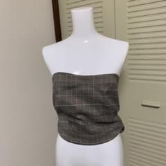 ✨美品✨　グレンチェック　ワールド　リボン　ビスチェ  ベアトップのサムネイル