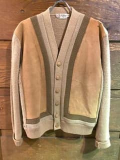 60s Gloray Knitting Mills スエードカーディガン Mのサムネイル