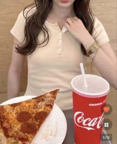 リブハーフボタンネック半袖Tシャツのサムネイル
