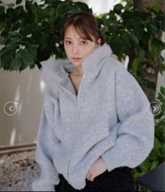 SNIDEL ファーニットフーディ USAGI ONLINE限定 GRY - メルカリ