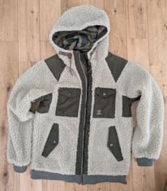 Johnbull リバーシブルボアジャケット 迷彩 アイボリー ボアパーカー Lのサムネイル