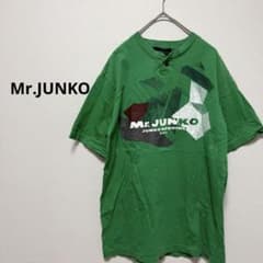 Mr.JUNKO 半袖 Tシャツ ロゴ メンズ 緑 グリーン カラーTシャツ