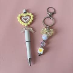 ハンドメイド カスタムボールペン キーホルダー 2点セット ハートのサムネイル