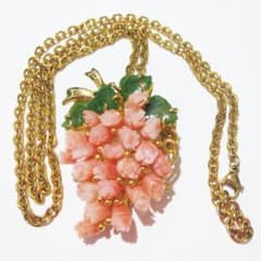 贅沢2way ／ 珊瑚 翡翠 ブローチ ペンダント ネックレスチェーン＆金具