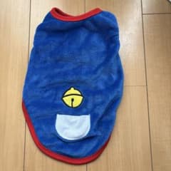 青い犬服 鈴の刺繍付き フリースのサムネイル