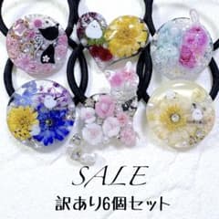 在庫SALE】訳あり6個セット。レジンヘアゴム。シマエナガ。ハート。猫