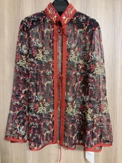 マメクロゴウチFloral Lace Stand Collar Shirt
