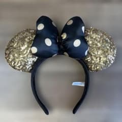美品 ディズニー カチューシャ ゴールド スパンコール ドット リボンのサムネイル